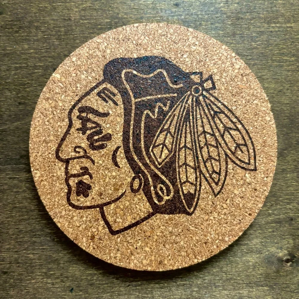 Chicago Blackhawks Laser Engraved Cork Coaster